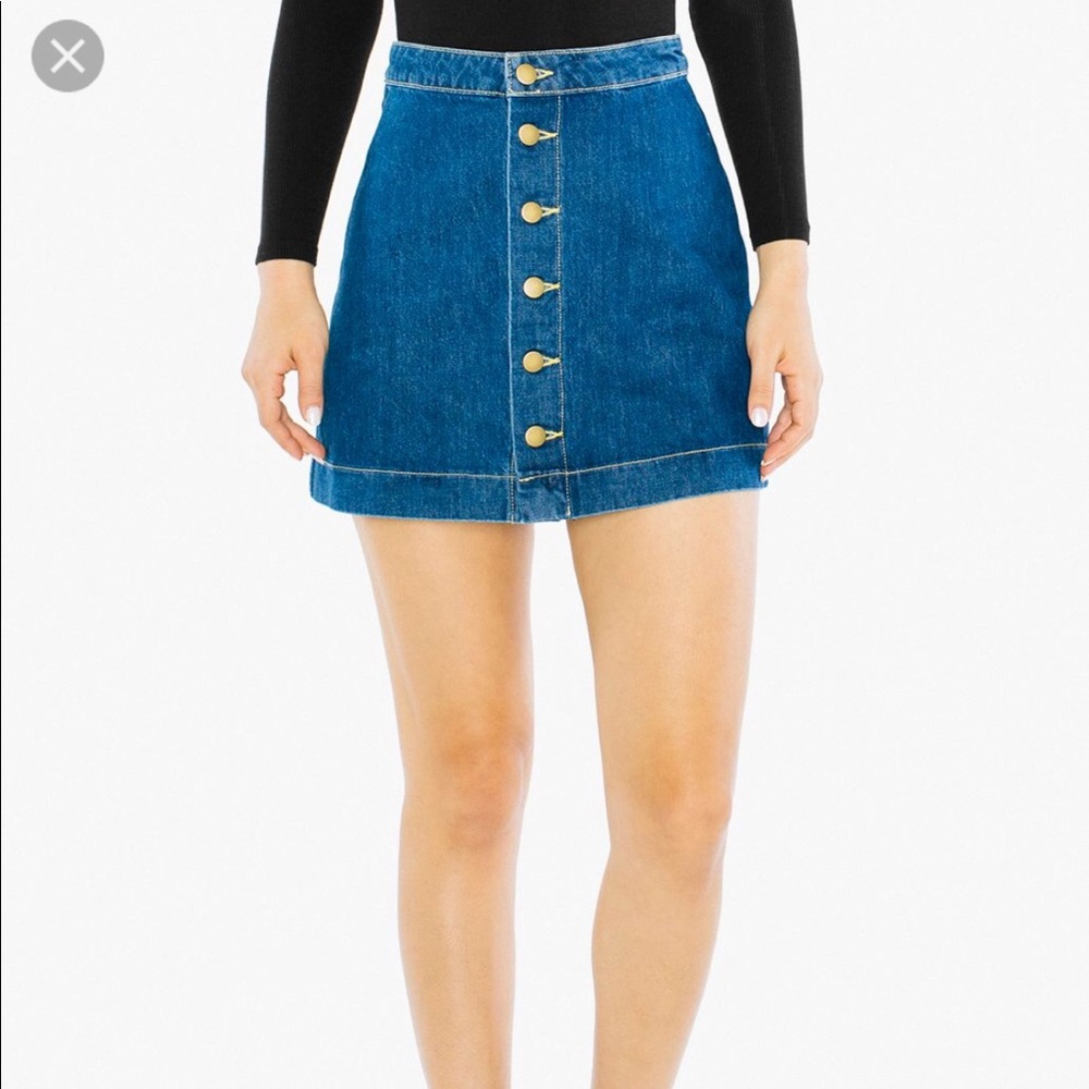 American apparel denim button up skirt